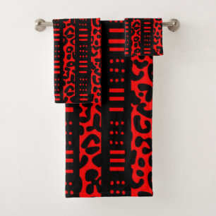 Roter Stammes- Leopard-Druck Badhandtuch Set