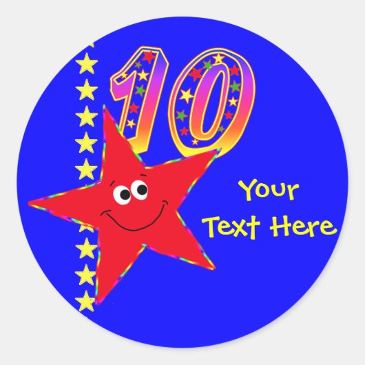 Roter Star 10. Geburtstag Sticker (Vorderseite)
