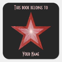 Roter Star-Buchzeichen-Aufkleber schwarz