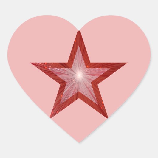 Roter Star Herz-Aufkleber (Vorderseite)