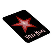Roter Star "Name" flexibler Magnet schwarz (Rechte Seite)
