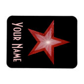Roter Star "Name" flexibler Magnet schwarz (Horizontal)