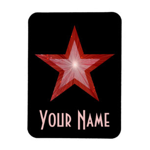 Roter Star "Name" flexibler Magnet schwarz