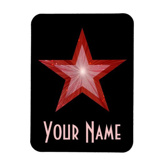 Roter Star "Name" flexibler Magnet schwarz (Vertikal)