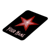 Roter Star "Name" flexibler Magnet schwarz (Linke Seite)