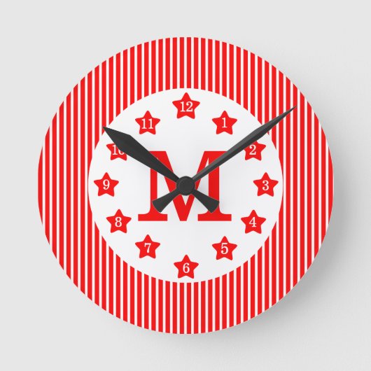Roter Star Pinstrichrahmen Mit Monogramm Uhr (Vorderseite)