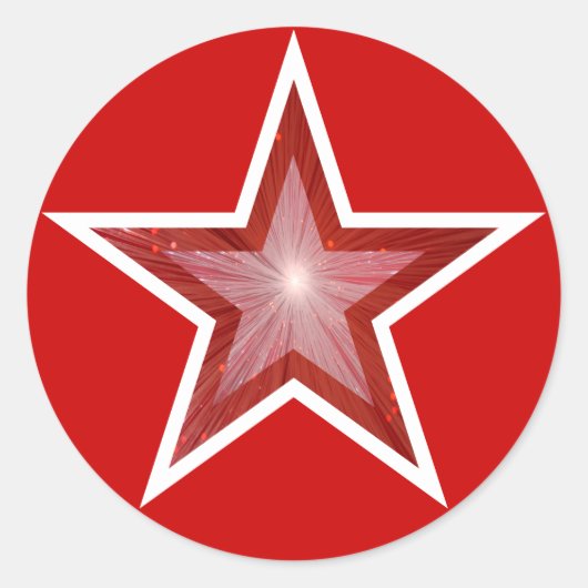 Roter Star Rundaufkleber rot Runder Aufkleber (Vorderseite)