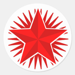 Roter Star-Sticker Runder Aufkleber