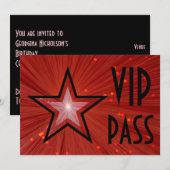 Roter Star "VIP PASS" horizontal schwarz hinten Einladung (Vorne/Hinten)