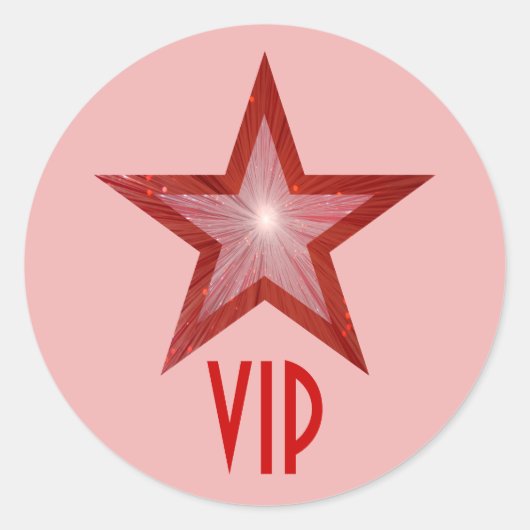 Roter Star VIP Rundaufkleber in hellrosa Runder Aufkleber (Vorderseite)
