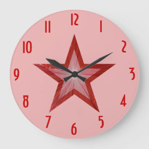 Roter Star "Zahlen" Uhr rund rosa