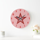 Roter Star "Zahlen" Uhr rund rosa (Zuhause)