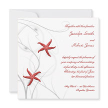 Roter Starfish mit Einladung zur Hochzeit von Silb