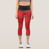 Roter Stein und Schwarz Capri Leggings (Vorderseite)