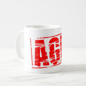 Roter Stempel-Effekt. AGM - Jahreshauptversammlung Kaffeetasse (Vorderseite Links)