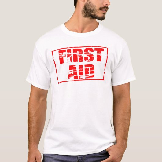 Roter Stempel-Effekt. Erste Hilfe. T-Shirt (Vorderseite)