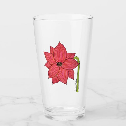Roter Stern Blumen Glas (Vorderseite)