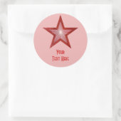 Roter Stern "Dein Text" Rundaufkleber hellrosa Runder Aufkleber (Tasche)