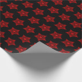 Roter Stern, feine geometrische Kunst - Schwarzer  Geschenkpapier (Ecke)