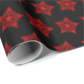 Roter Stern, feine geometrische Kunst - Schwarzer  Geschenkpapier (Rolleneckpunkt)