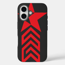 Roter Stern mit Chevron-Pfeilen iPhone 16 Hülle