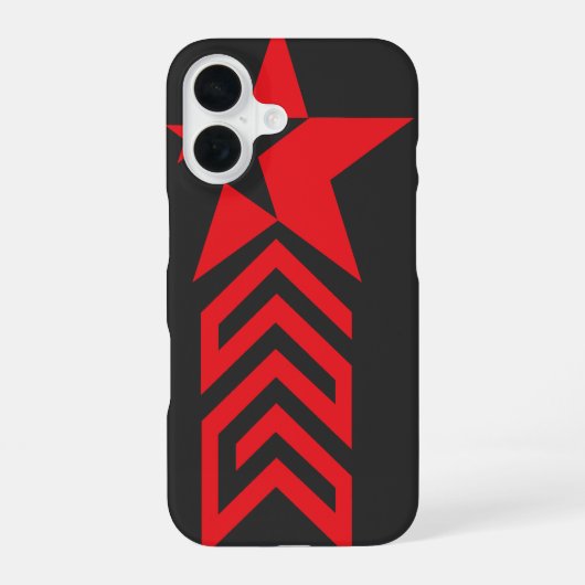 Roter Stern mit Chevron-Pfeilen iPhone 16 Hülle (Rückseite)