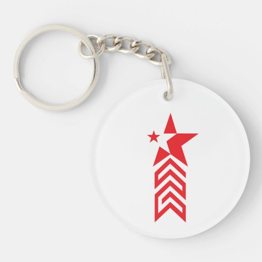 Roter Stern mit Chevron-Pfeilen Schlüsselanhänger (Vorderseite)