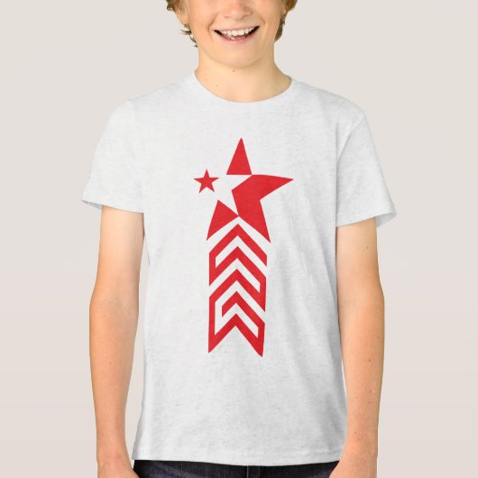 Roter Stern mit Chevron-Pfeilen Tri-Blend Shirt (Vorderseite)