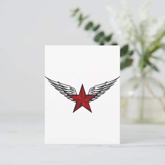 roter Stern mit Flügeln Postkarte (Stehend Vorderseite)