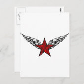 roter Stern mit Flügeln Postkarte (Vorne/Hinten)