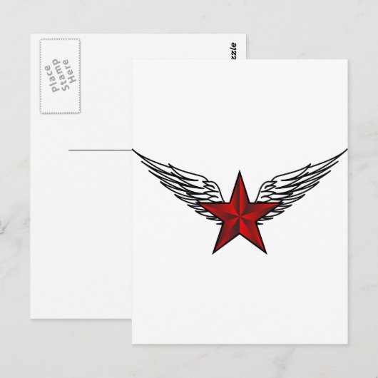 roter Stern mit Flügeln Postkarte (Vorne/Hinten)