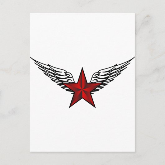 roter Stern mit Flügeln Postkarte (Vorderseite)