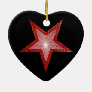 Roter Stern Ornaments Herzform schwarz Keramikornament
