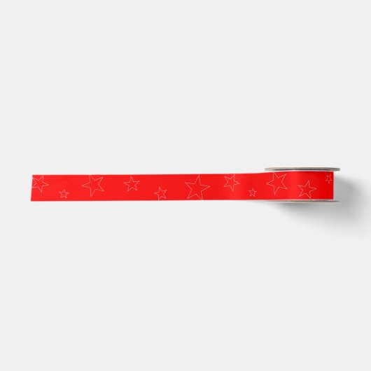 Roter Sterne-Band Satinband (Vorderseite)