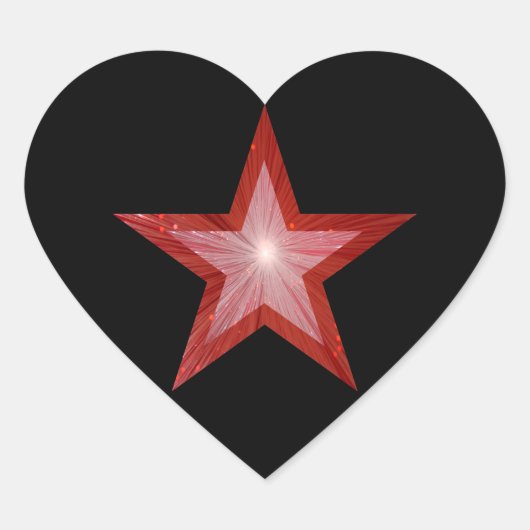Roter Sternenkorb schwarz Herz-Aufkleber (Vorderseite)