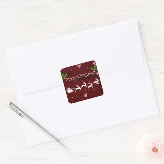 Roter Sticker für Schlitten und Rentiere (Umschlag)