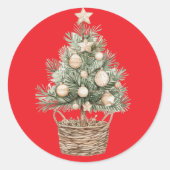 Roter Sticker mit rustikalem Weihnachtsbaum (Vorderseite)