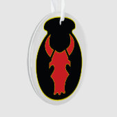 Roter Stier-Flecken und Wappenacrylverzierung Ornament (Vorderseite)