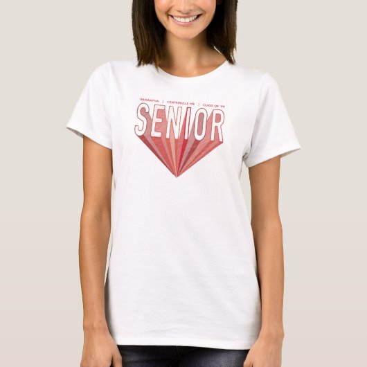 Roter Stift Sketch Senior Radiering Letters T-Shirt (Vorderseite)
