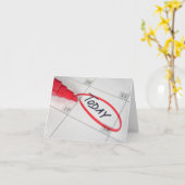 roter Stift und Kreis im Kalender Karte (Gelbe Blume)