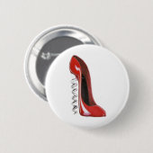 Roter Stilett-Korkenzieher-Fersen-Schuh-Knopf Button (Vorne & Hinten)