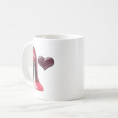 Roter Stilett-Schuh und Herz Kaffeetasse (Vorderseite Links)