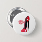 Roter Stilett-Schuh und Kuss Button (Vorne & Hinten)
