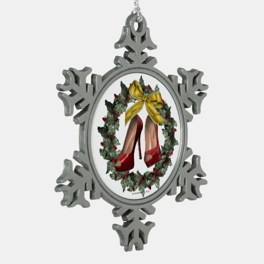 Roter Stiletto Schuhpieb Schneeflocke Ornament (Links)