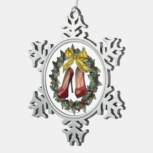 Roter Stiletto Schuhpieb Schneeflocke Ornament (Rechts)