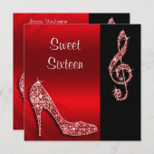 Roter Stiletto und Zwergkraut Süße 16 Einladung (Vorne/Hinten)