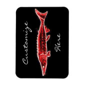 Roter Stör auf schwarz Magnet (Vertikal)