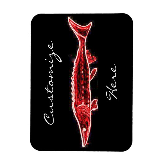 Roter Stör auf schwarz Magnet (Vertikal)