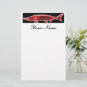 Roter Stör unter Wasser schwimmen Briefpapier (Stehend Vorderseite)