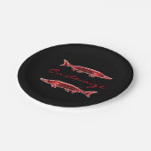 Roter Störenschwimmer Pappteller (Schrägansicht)